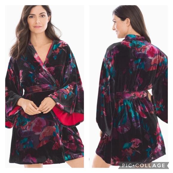 Soma Velvet Noir Robe Floral Size Small - Picture 1 of 8